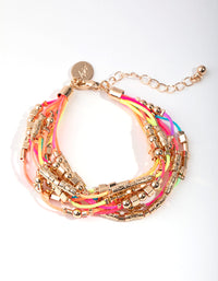 Gold Wax Cord Bead Bracelet - link has visual effect only
