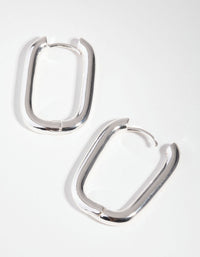 Silver Rounded Square Huggie Earrings - link has visual effect only
