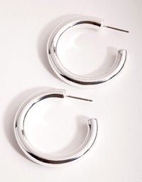 Silver Large Open Hoop Earrings - link has visual effect only