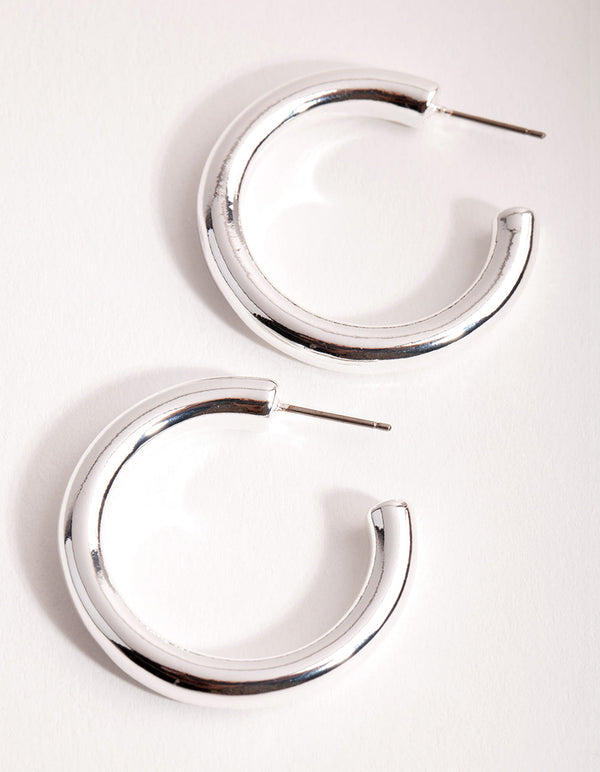 Silver Large Open Hoop Earrings