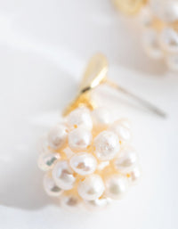 Gold Plated Flat Stud Freshwater Pearl Jumble Earrings - link has visual effect only