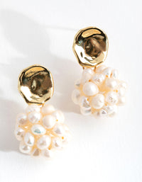 Gold Plated Flat Stud Freshwater Pearl Jumble Earrings - link has visual effect only