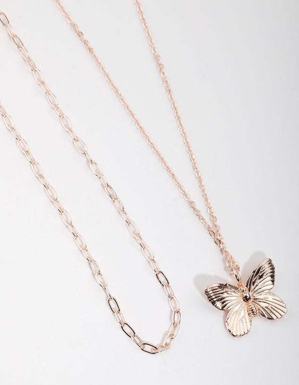 Rose Gold Plated Butterfly Necklace