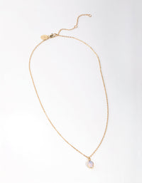 Gold Plated Semi Precious Oval Pendant Necklace - link has visual effect only