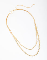Gold Plated Double Bead Necklace - link has visual effect only