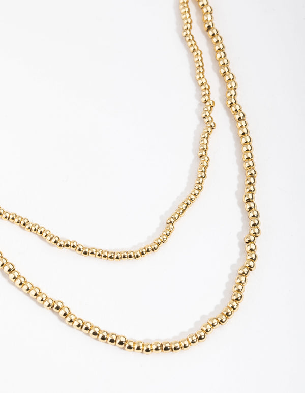 Gold Plated Double Bead Necklace
