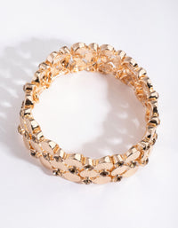 Gold Disc Diamante Stretch Bracelet - link has visual effect only