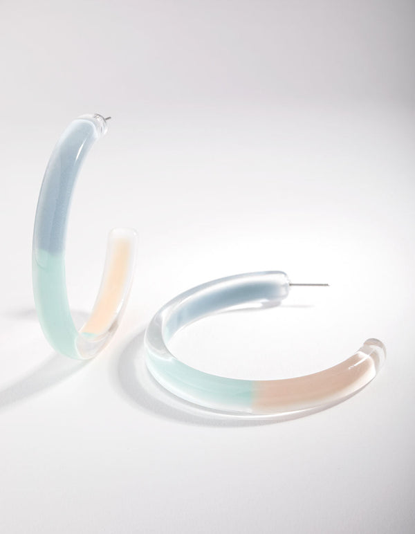 Acrylic 3-Tone Hoop Earrings