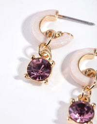 Gold Small Stone on Hoop Earrings - link has visual effect only