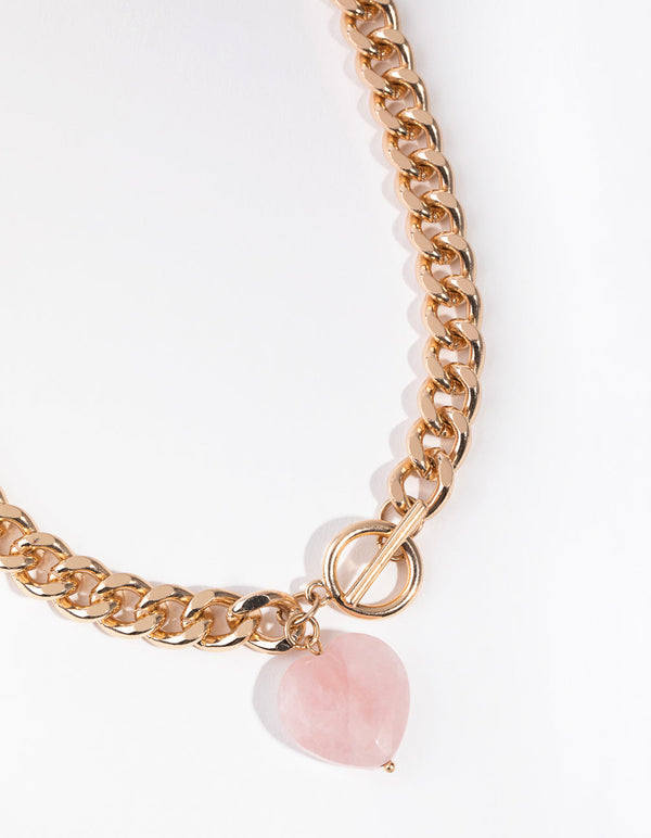 Gold Semi Precious Heart T&O Necklace