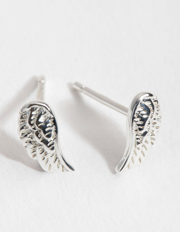 Sterling Silver Angel Wing Stud Earrings