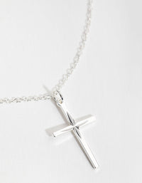 Sterling Silver Diamond Cut Cross Necklace - link has visual effect only