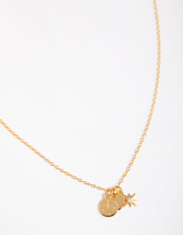 Gold Plated Sterling Silver Celestial Charm Necklace