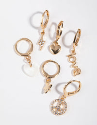 Gold Mismatch Charm Hoop Pack Earring - link has visual effect only