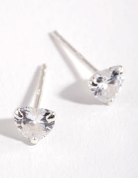 Sterling Silver Cubic Zirconia 1/2ct Heart Stud Earrings - link has visual effect only