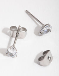 Surgical Steel Cubic Zirconia Pear Stud Earrings - link has visual effect only