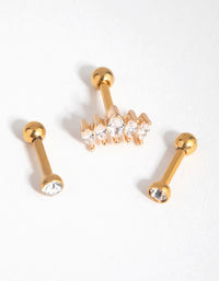 Gold Surgical Steel Cubic Zirconia Marquise Barbell Pack - link has visual effect only