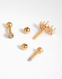 Gold Surgical Steel Cubic Zirconia Marquise Barbell Pack - link has visual effect only