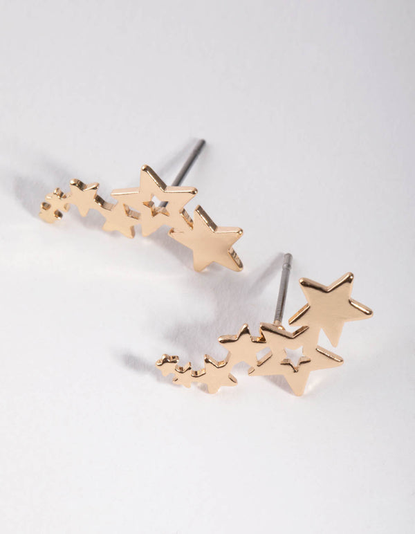Gold Star Crawler Earrings