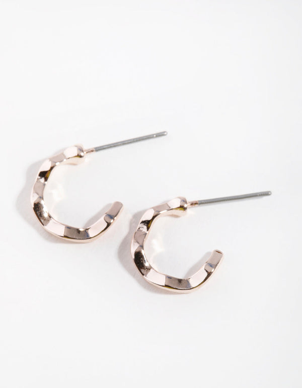 Rose Gold Squiggle Mini Hoop Earrings