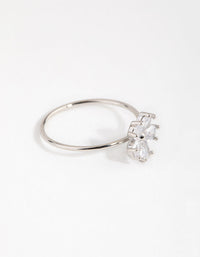 Rhodium Cubic Zirconia Daisy Diamante Ring - link has visual effect only