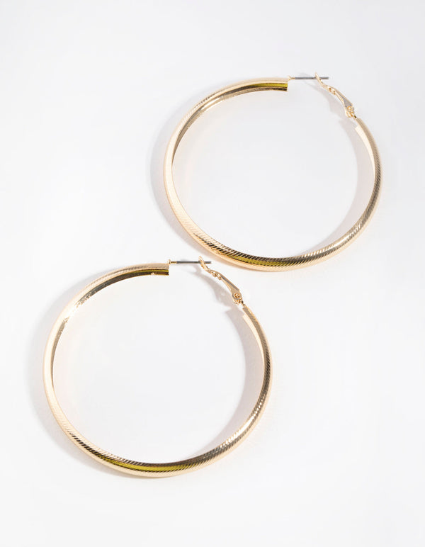 Gold Rounded Hollow Hoop Earrings