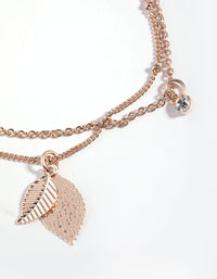 Rose Gold Diamante & Leaf Bracelet - link has visual effect only