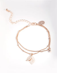 Rose Gold Diamante & Leaf Bracelet - link has visual effect only