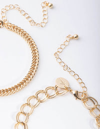 Gold Snake Link Chain Bracelet Pack - link has visual effect only