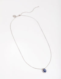 Cubic Zirconia Rhodium Pear Halo Necklace - link has visual effect only