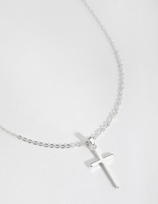 Silver Plated 45cm Cross Necklace