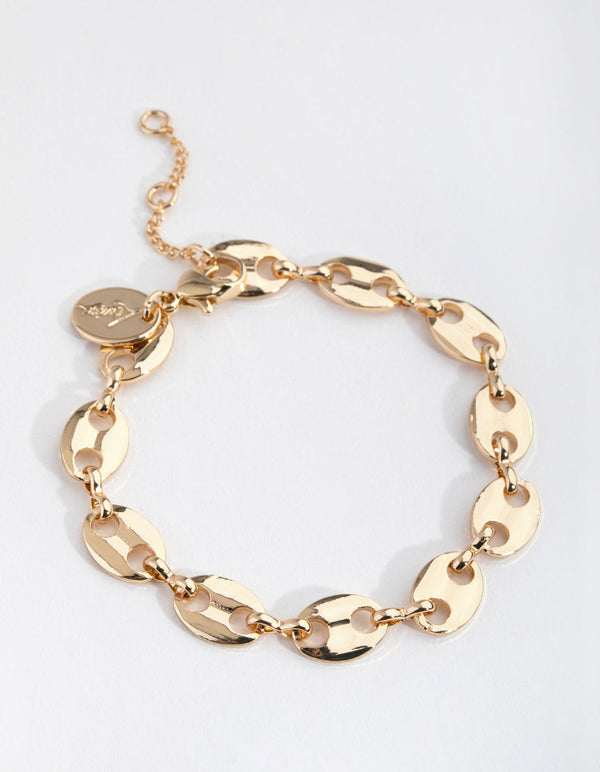 Gold Plated Circle Mariner Bracelet