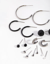 Mixed Metal Diamante Stud Hoop Earring 8-Pack - link has visual effect only