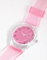 Kids Pink Glitter Silicon Strap Watch - link has visual effect only