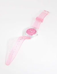 Kids Pink Glitter Silicon Strap Watch - link has visual effect only