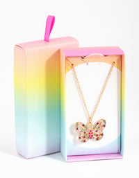 Kids Gold Rainbow Diamante Butterfly Necklace - link has visual effect only