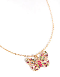Kids Gold Rainbow Diamante Butterfly Necklace - link has visual effect only