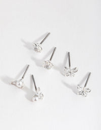Silver Pretty Flower & Pearl Earrings - link has visual effect only