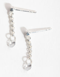 Sterling Silver Mini Cubic Zirconia Chain Drop Earrings - link has visual effect only