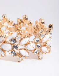 Gold Navette Stone Stretch Bracelet - link has visual effect only