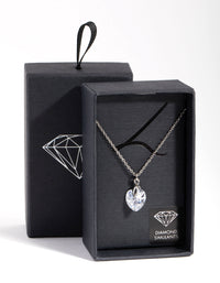 Rhodium Diamond Simulant Heart Necklace - link has visual effect only