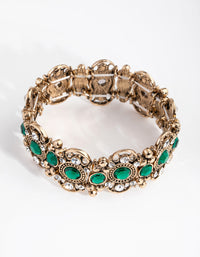 Antique Gold Filigree Stone Stretch Bracelet - link has visual effect only