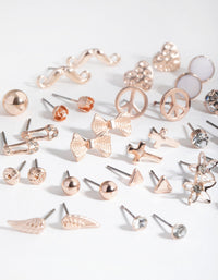 Rose Gold Mismatch Bowtie 20-Pack Earring - link has visual effect only