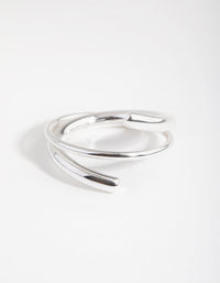 Silver Crossover Band Ring - link has visual effect only