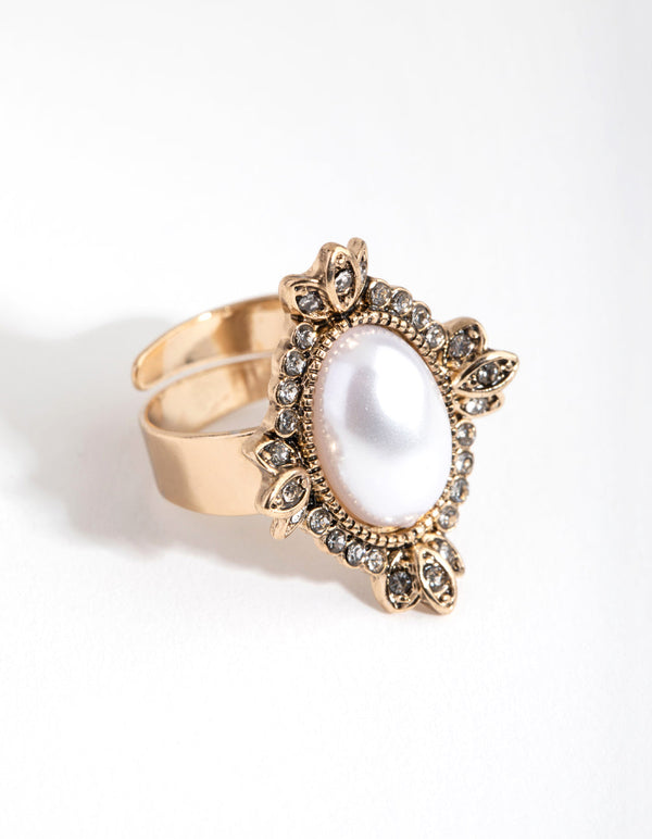 Gold Vintage Pearl Ring