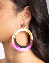 Gold Two Tone Shell Drop Earrings - link has visual effect only