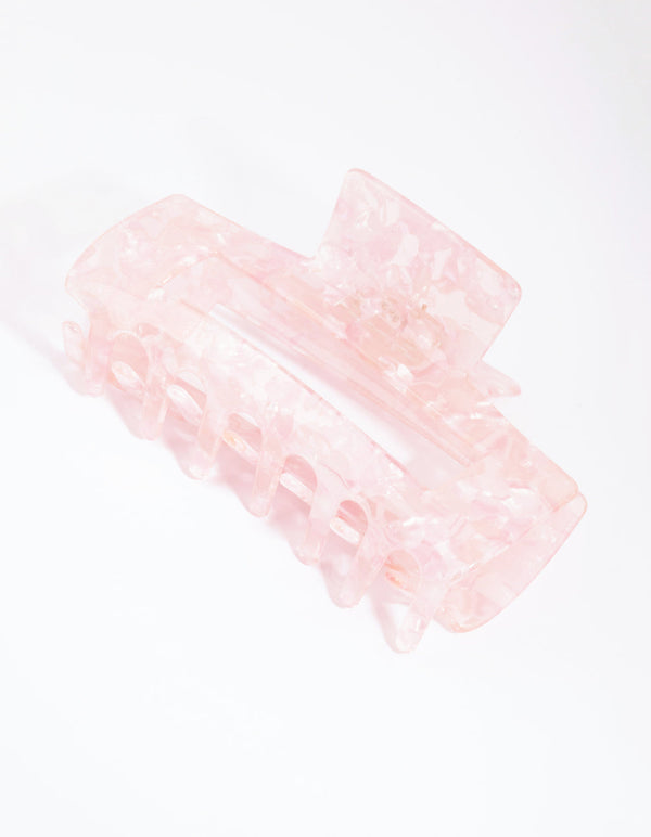Rectangular Marbled Pink Acrylic Claw