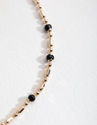 Gold Black Bead Chain Anklet - link has visual effect only