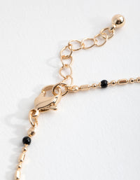 Gold Black Bead Chain Anklet - link has visual effect only