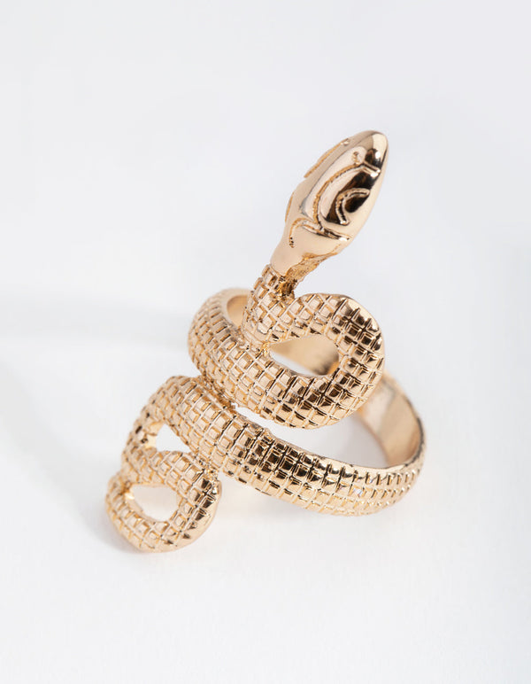 Gold Two Wrap Snake Ring
